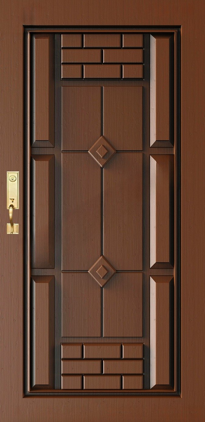 Doors - SKY-67 Modern Geometric Textured Wooden Entryway Design